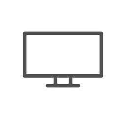 Monitor icon outline and linear vector.	

