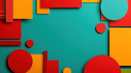 Geometric shapes layered in cutout paper style, Cutout paper background, Modern and minimalist design