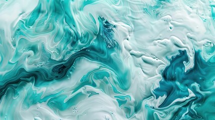 Obraz premium Light turquoise and white waves flowing in a fluid motion, creating a calming, serene atmosphere.