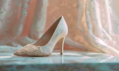 Naklejka premium Classic women's stiletto heels on marble surface