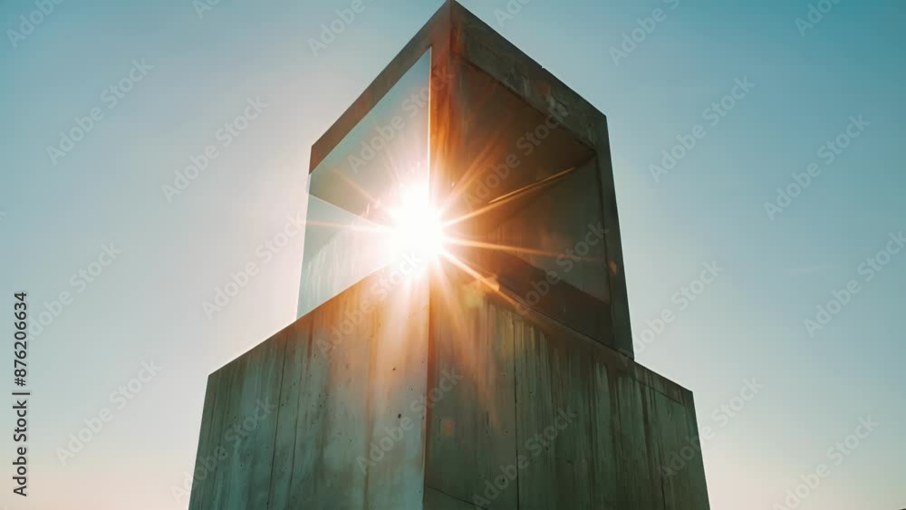 Aufkleber the watchtowers square shape is mirrored by a rectangular piece of fabric flapping boldly from its h