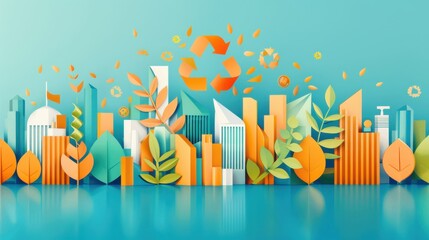 Clean environment, recycling sustainable methods, flat design illustration