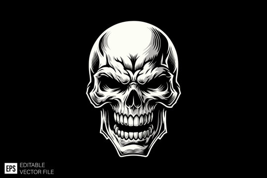 Scary skull head graphic vector design ideas