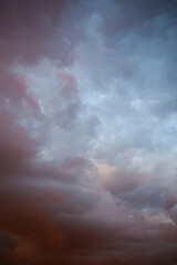 Blue sky after rain,. Beautiful Cumulus clouds flying across the sky,