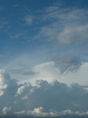 Blue sky. Beautiful Cumulus clouds flying across the sky,
