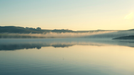 As the sun sets over the tranquil lake, a breathtaking display of colors unfolds, painting the sky with hues of orange, pink, and purple. The serene waters mirror this vibrant spectacle.