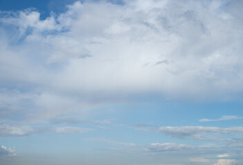 Blue sky. Beautiful Cumulus clouds flying across the sky,