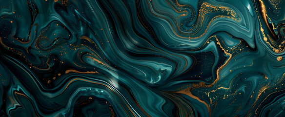 Fototapeta premium Ethereal flows colors abstract pattern resembling liquid marble with deep teal gold hues tile concept 