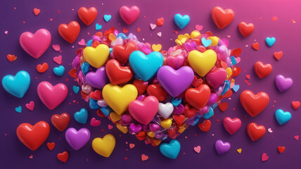 Valentines day Colorful small hearts forming one big heart. AI generativ. 