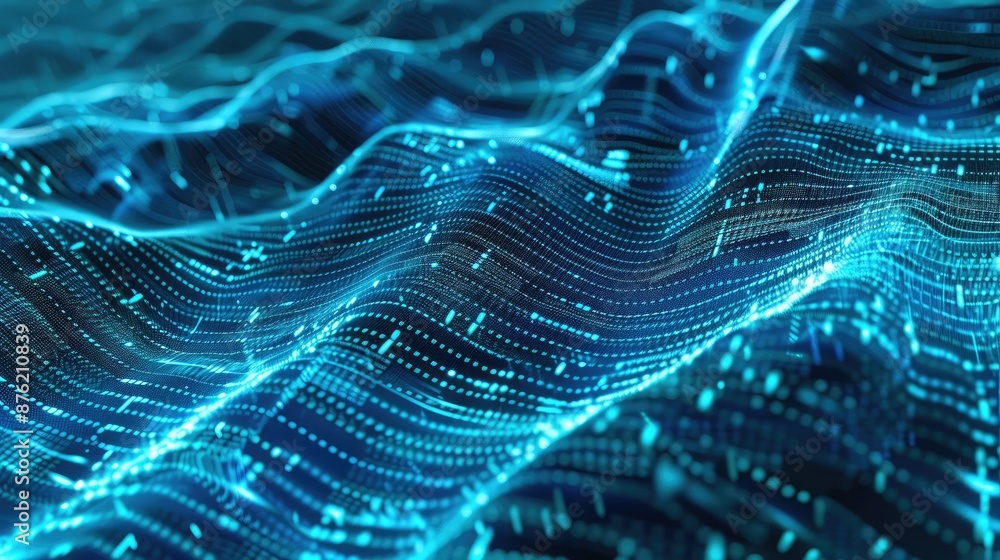 Poster abstract technology background with flowing cyan data streams