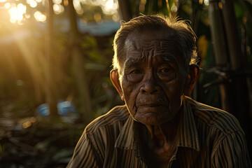Obraz premium old man scary looking evening