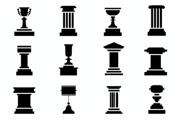 Speech stand icon, podium and microphone in conference room, speaker tribune, lecture stand