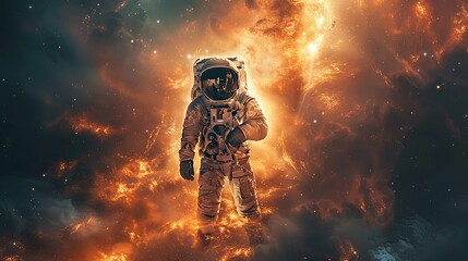 astronaut floating zero gravity in outer space contemporary art collage.illustration