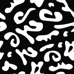 MONOCHROME SQUIGGLES ALL OVER PRINT SEAMLESS PATTERN VECTOR ILLUSTRATION