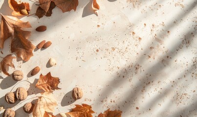 Top view of a clean white and beige countertop