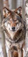 Brown wolf standing in a cool