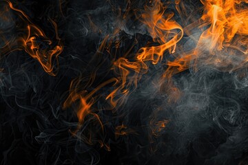 Fototapeta premium Abstract black and orange background with a smoke - like texture