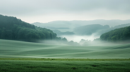 Calm peaceful German countryside landscape. Background image. Created with Generative AI technology.