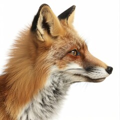 Obraz premium Portrait of a Red Fox in Profile with a White Background