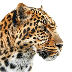 Obraz premium Close-up portrait of a majestic leopard with piercing yellow eyes and a luxurious spotted coat