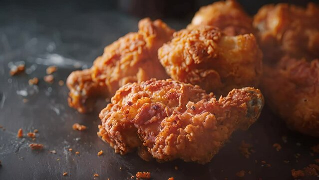 Fried chicken on black background