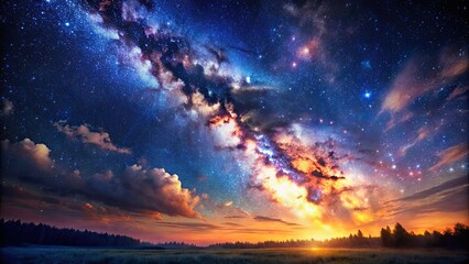 Fototapeta premium Starry sky Milky Way artistic painting art, starry, sky, Milky Way, painting, art, galaxy, star, celestial, night