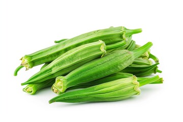 Obraz premium Green okra vegetable isolated on a white background