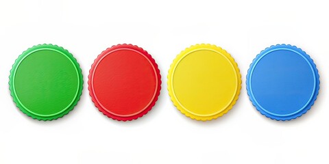 Round green, yellow, red and blue paper stickers , round, stickers, paper, green, yellow, red, blue, colorful