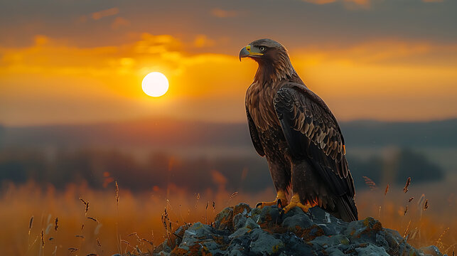 Majestic Golden Eagle at Sunset