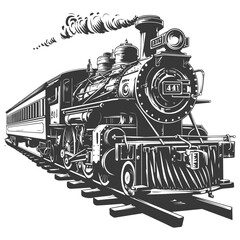 Vintage steam locomotive train with passenger cars