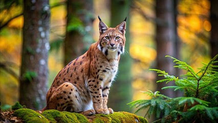 Obraz premium Eurasian Lynx in Bavarian Forest National Park, Germany , Lynx, Lynx lynx, Bavarian Forest, National Park