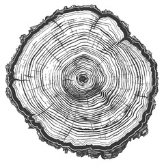 Detailed Cross Section of a Tree Trunk with Visible Growth Rings