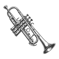 Naklejka premium Detailed Hand-Drawn Trumpet Illustration