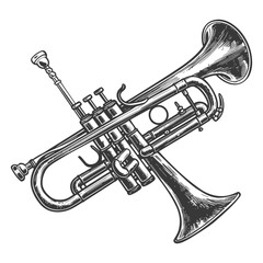 Naklejka premium Detailed Hand-Drawn Trumpet Illustration