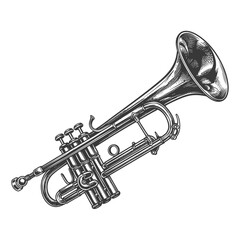Naklejka premium Detailed Hand-Drawn Trumpet Illustration