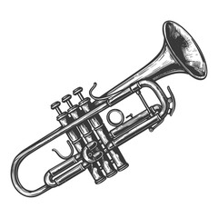 Naklejka premium Detailed Hand-Drawn Trumpet Illustration