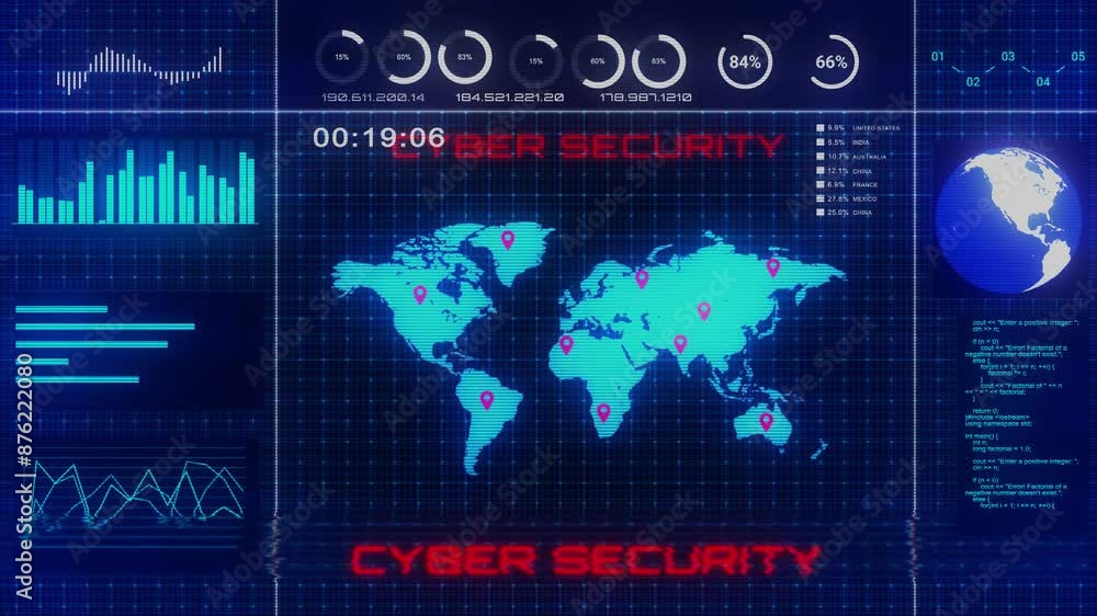 Poster cyber attack warning message. flashing warning sign cyber security fraud prevention technology. cybe
