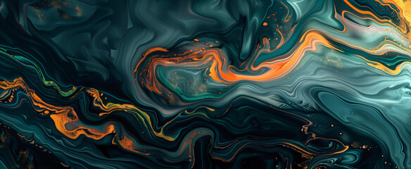 Ethereal flows colors abstract pattern resembling liquid marble with deep teal gold hues tile concept 