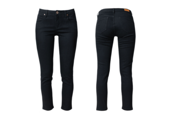 Women's black jeans with ghost model concept isolated on white background