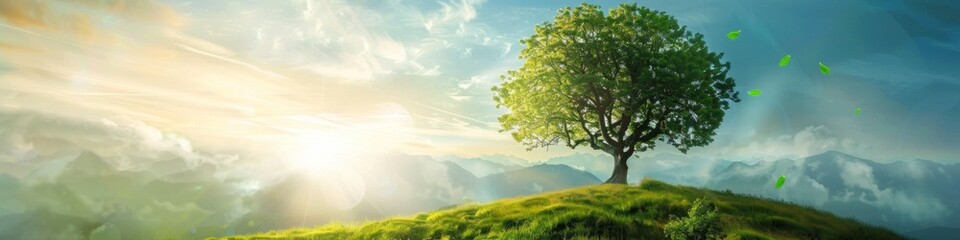 Fototapeta premium Low-Carbon Environmental Protection for Earth, Celebrating World Environment Day with Hope, AI-Generated High-Resolution Background