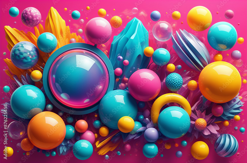 Poster colorful abstract geometry background 3d rendering background