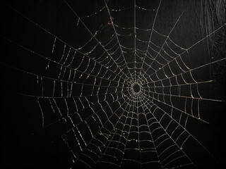 Spider web against black wall halloween theme dark background