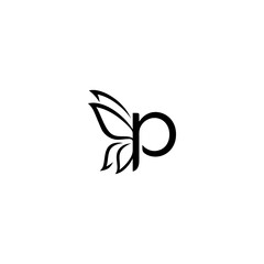concept of letters combined with butterfly wings in a black color model