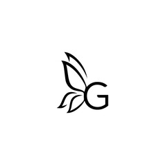 concept of letters combined with butterfly wings in a black color model