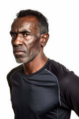 Obraz premium Serious Mature Male Athlete in Black Sportswear