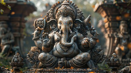Fototapeta premium hindu mythology god ganesha.illustration