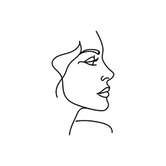 woman face line art drawing vector