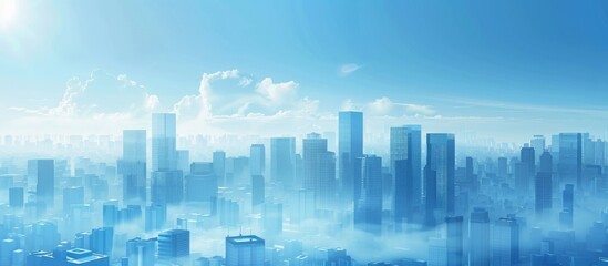 Abstract Vector Illustration, Futuristic blue Urban city  in clouds,Landscape with Advanced Smart City Technology, Graphic Resources, Wallpapers, Websites, banner design, Advertising, web, background 