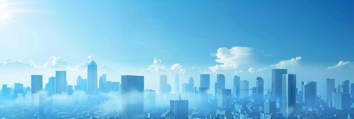 Abstract Vector Illustration, Futuristic blue Urban city  in clouds,Landscape with Advanced Smart City Technology, Graphic Resources, Wallpapers, Websites, banner design, Advertising, web, background 