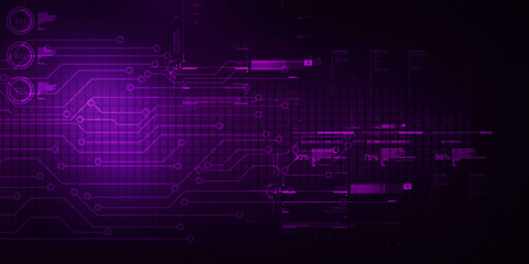 2d illustration Abstract futuristic electronic circuit technology background